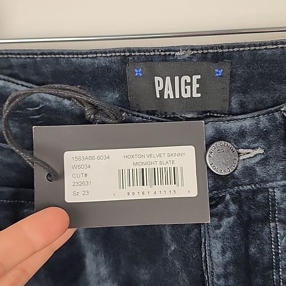 PAIGE womens 23 hoxton ultra skinny velvet midnight jeans pants high rise waist - Picture 5 of 9